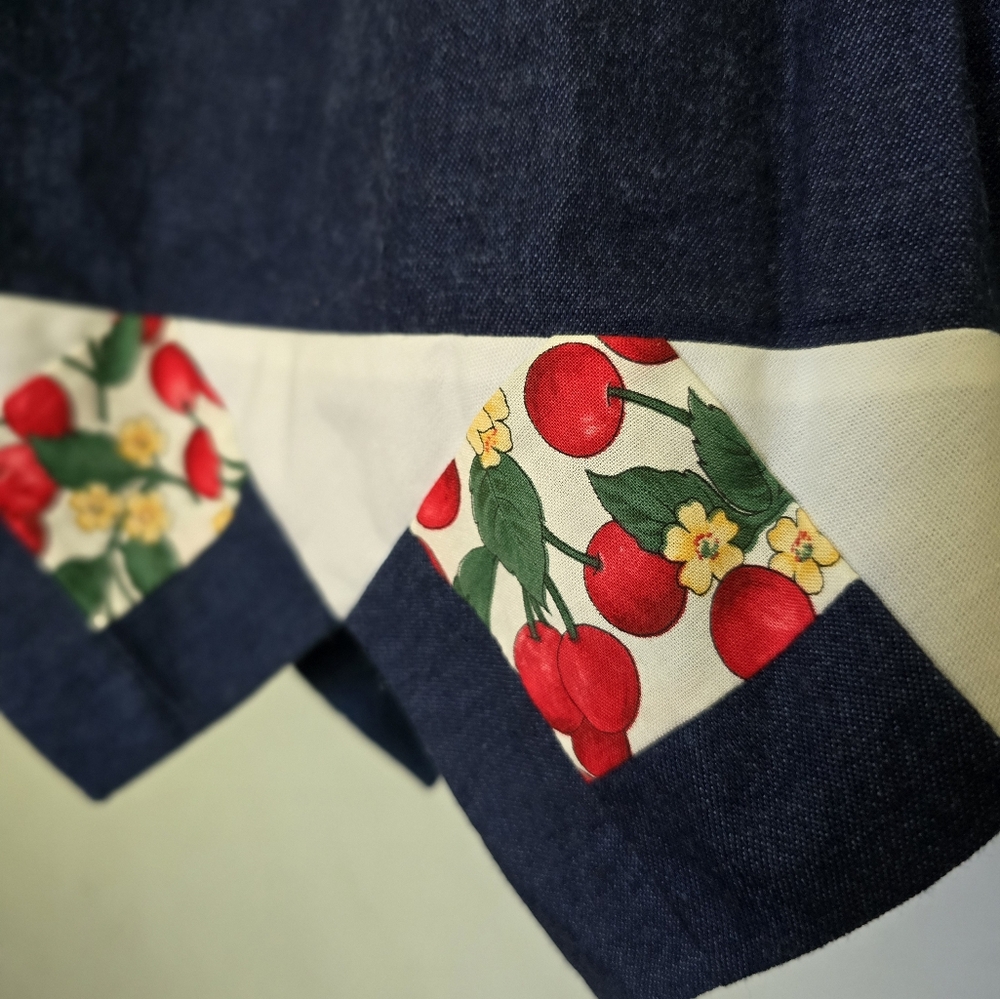 Quilted Handmade Cherry Navy Dress Girls - Picture 5 of 7
